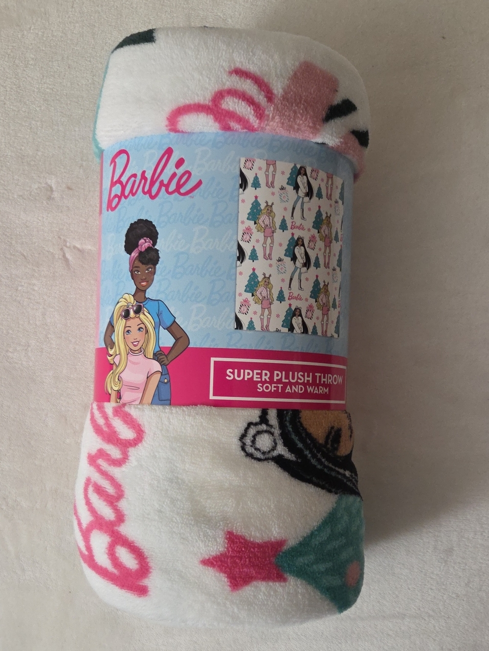 Barbie Christmas Plush Throw